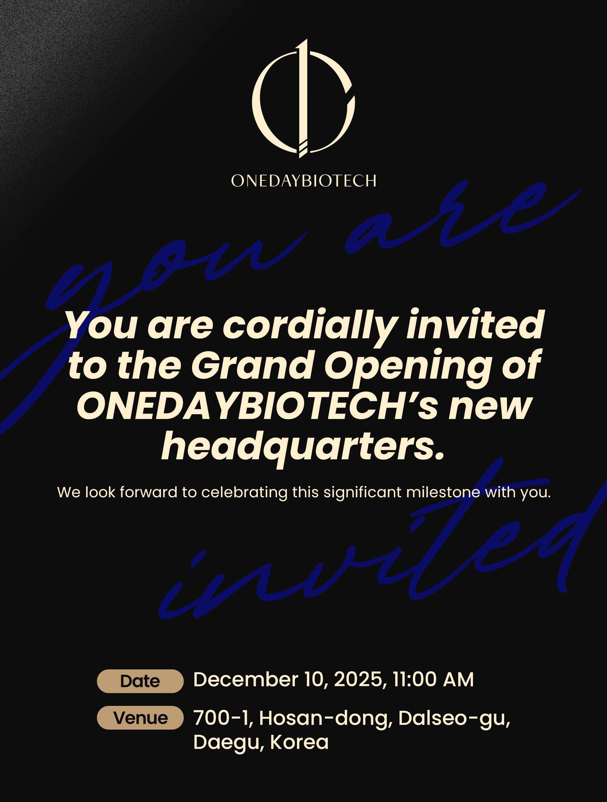 Invitation to the Grand Opening Ceremony of Our Headquarters (English)